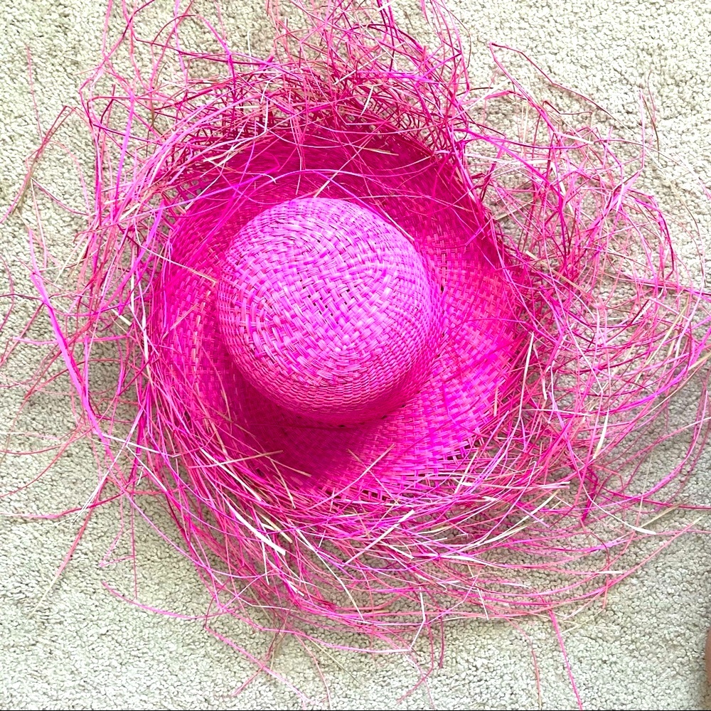 Summer Beach Pool Hot Pink Straw Hat